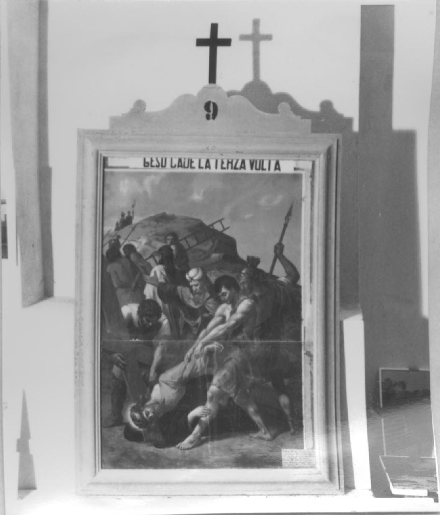 stazione IX: Gesù cade sotto la croce la terza volta (stampa, serie) - ambito lucano (sec. XX)