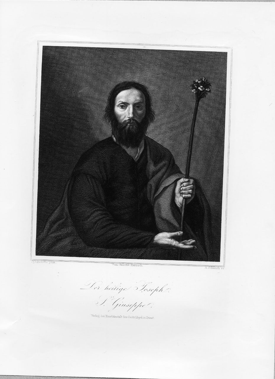 San Giuseppe (stampa smarginata) di Schleich Adrian, De Ribera Jusepe detto Spagnoletto (terzo quarto sec. XIX)