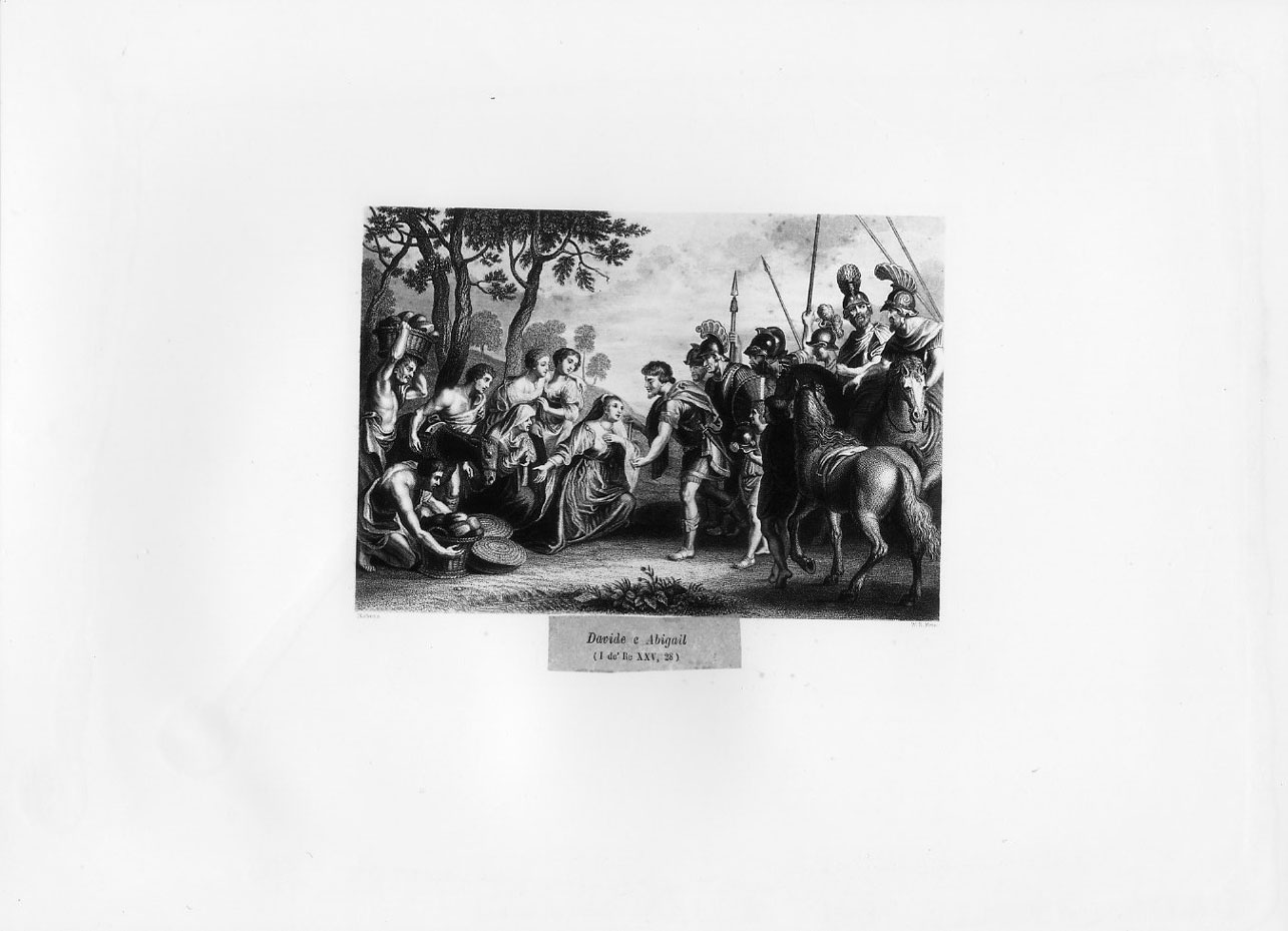 Davide e Abigail (stampa smarginata) di Mote W. H, Rubens Pieter Paul (metà sec. XIX)