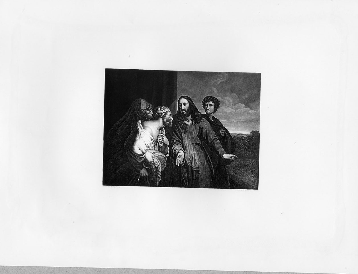 Gesu' guarisce il lebbroso (stampa smarginata) di Egleton William Henry, Van Dyck Anton (metà sec. XIX)