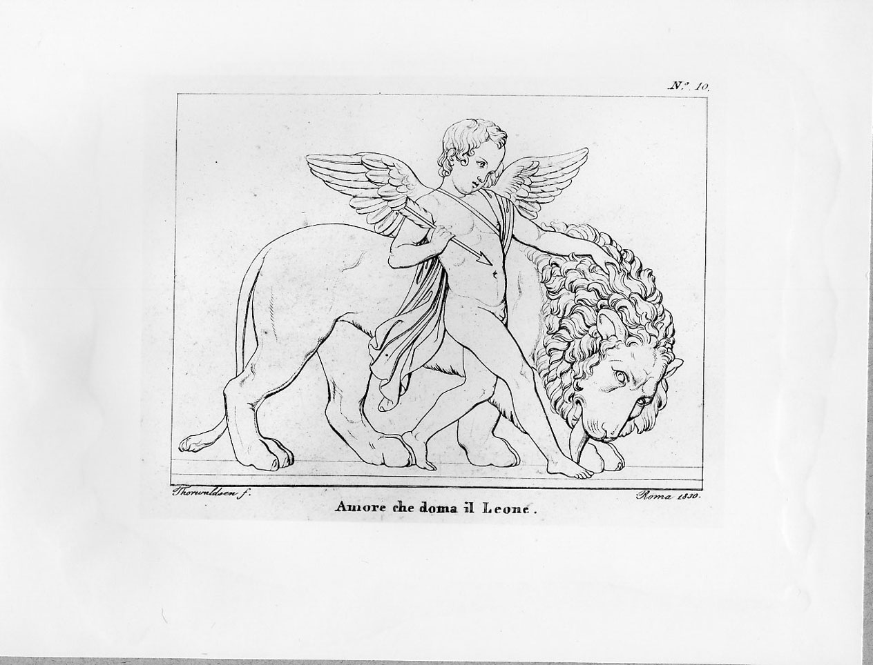 Amore doma il leone (stampa) di Thorwaldsen Bertel, Mori Ferdinando (sec. XIX)