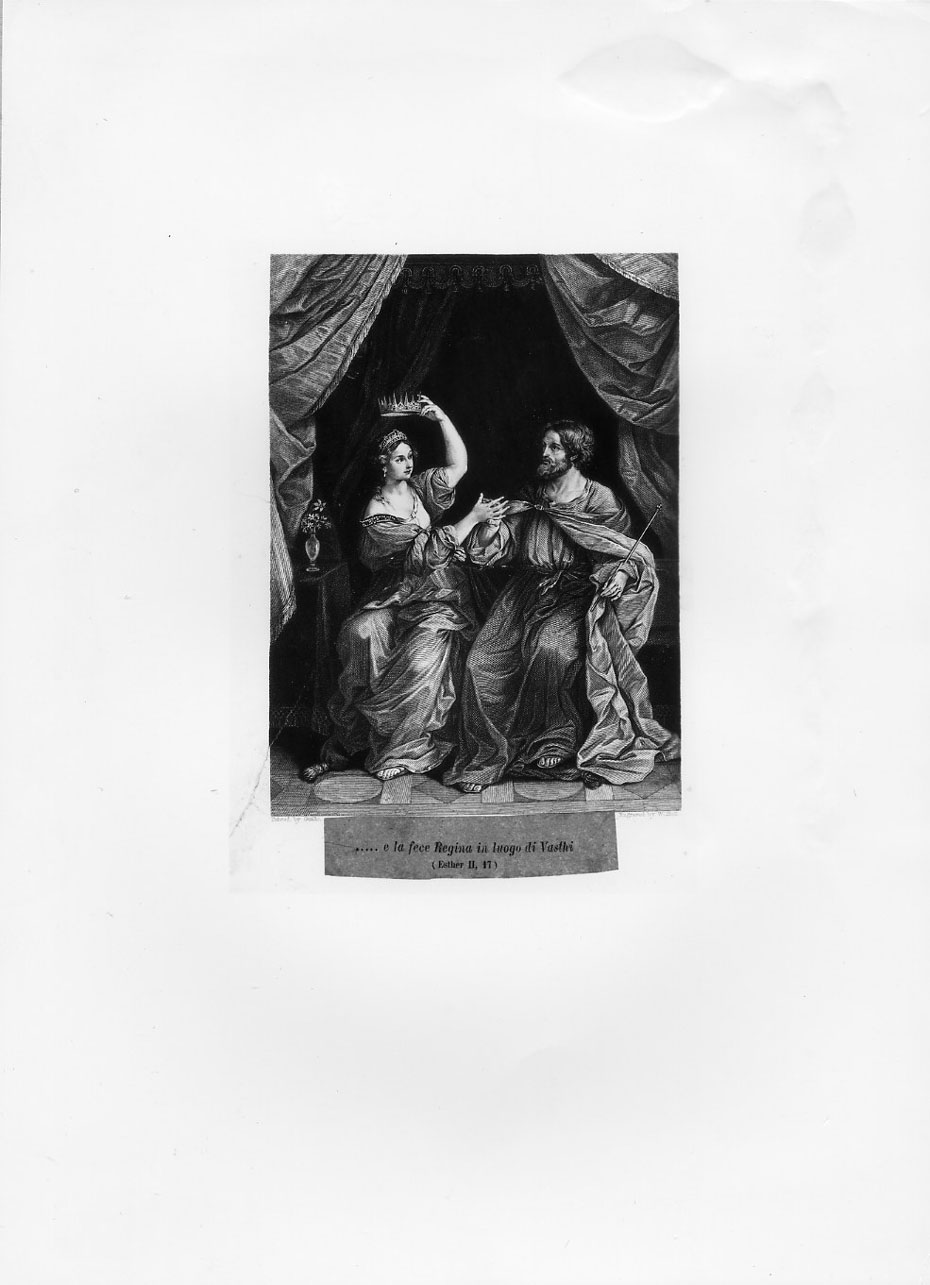 La regina Esther (stampa smarginata) di Holl William, Reni Guido (terzo quarto sec. XIX)