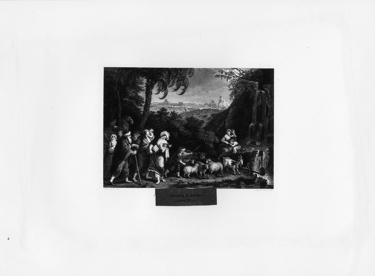Partenza di Abramo (stampa smarginata) di Outrim John, Zuccarelli Francesco (terzo quarto sec. XIX)