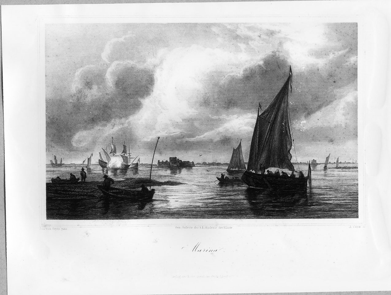Marina (stampa smarginata) di Carse A, Van Goyen Jan (fine/inizio secc. XVIII/ XIX)