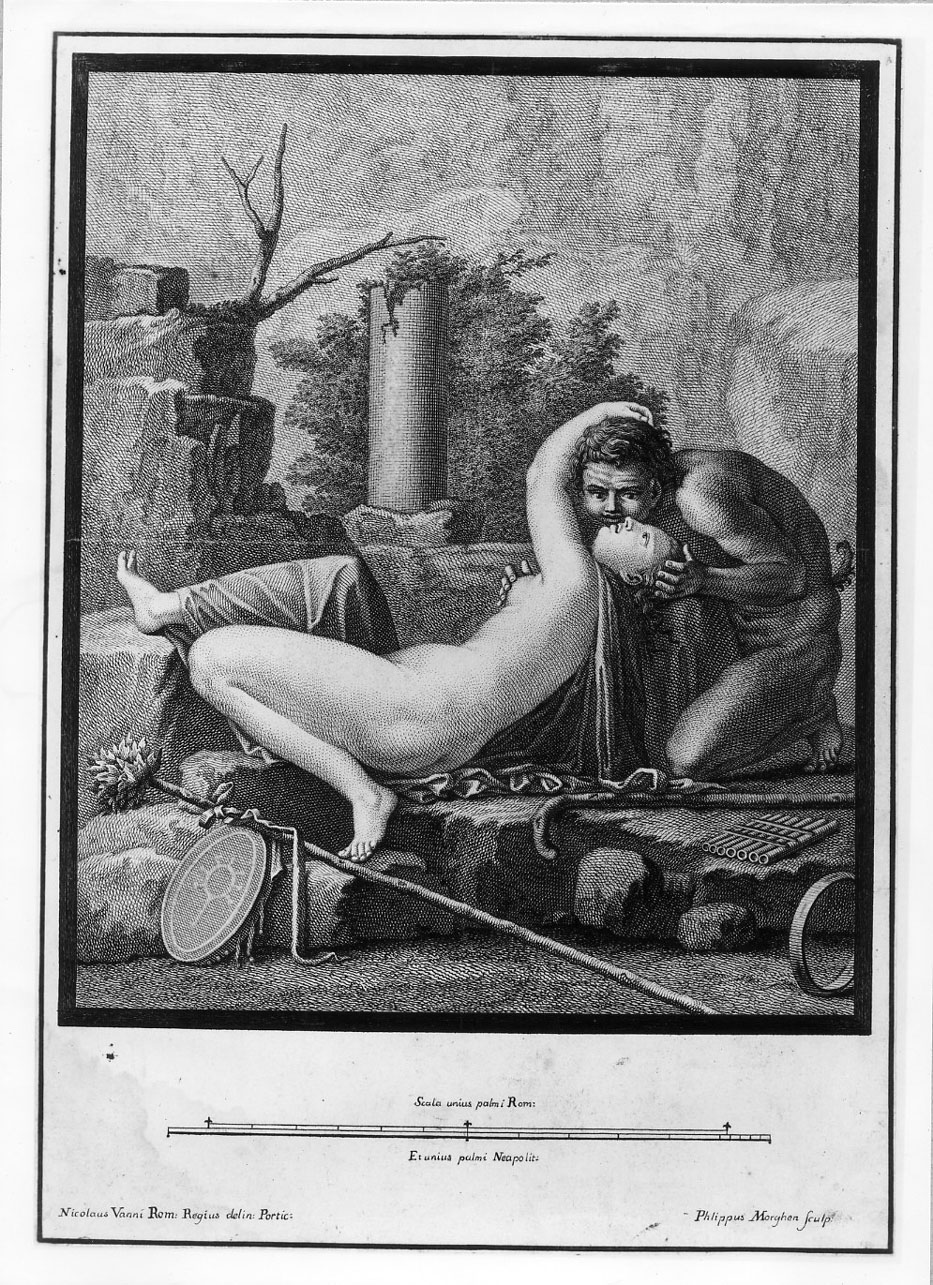 Fauno che bacia una baccante (stampa smarginata) di Morghen Filippo, Vanni Niccolò (sec. XVIII)