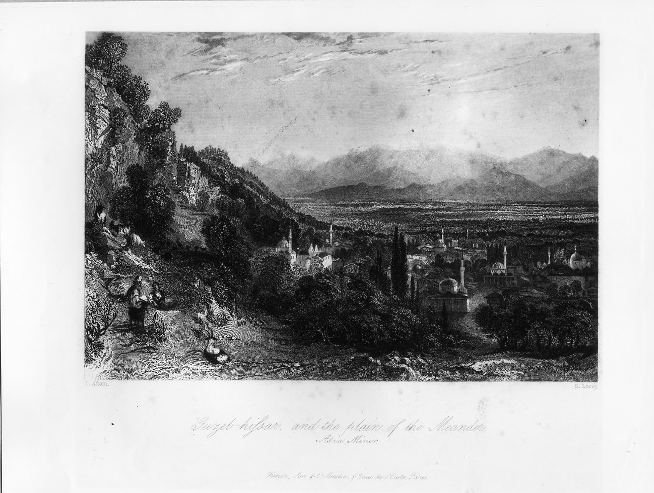 Veduta di Guzel-Hissar e della pianura del Meandro (stampa smarginata) di Allom Thomas, Lacey Samuel (metà sec. XIX)