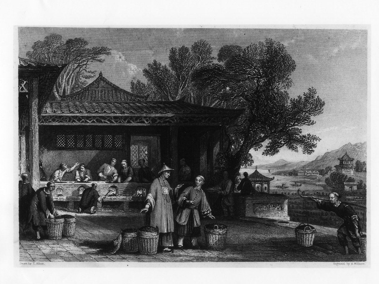 Operai cinesi attorno ad una fornace (Produzione del sorgo?) (stampa smarginata) di Willmore Arthur, Allom Thomas (metà sec. XIX)