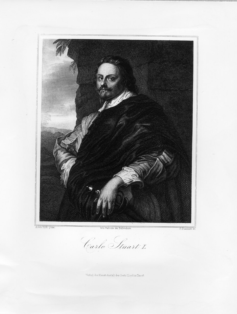 Ritratto di Nicolas Lanier (stampa smarginata) di Pommer Georg, Van Dyck Anton (terzo quarto sec. XIX)