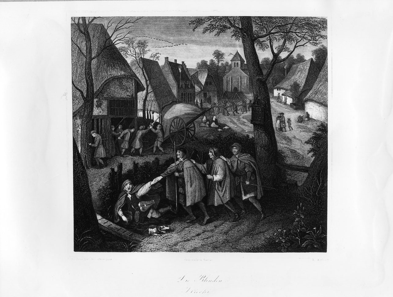I ciechi (stampa smarginata) di Witthoft Wilhelm, Bruegel Peter il Vecchio (sec. XIX)