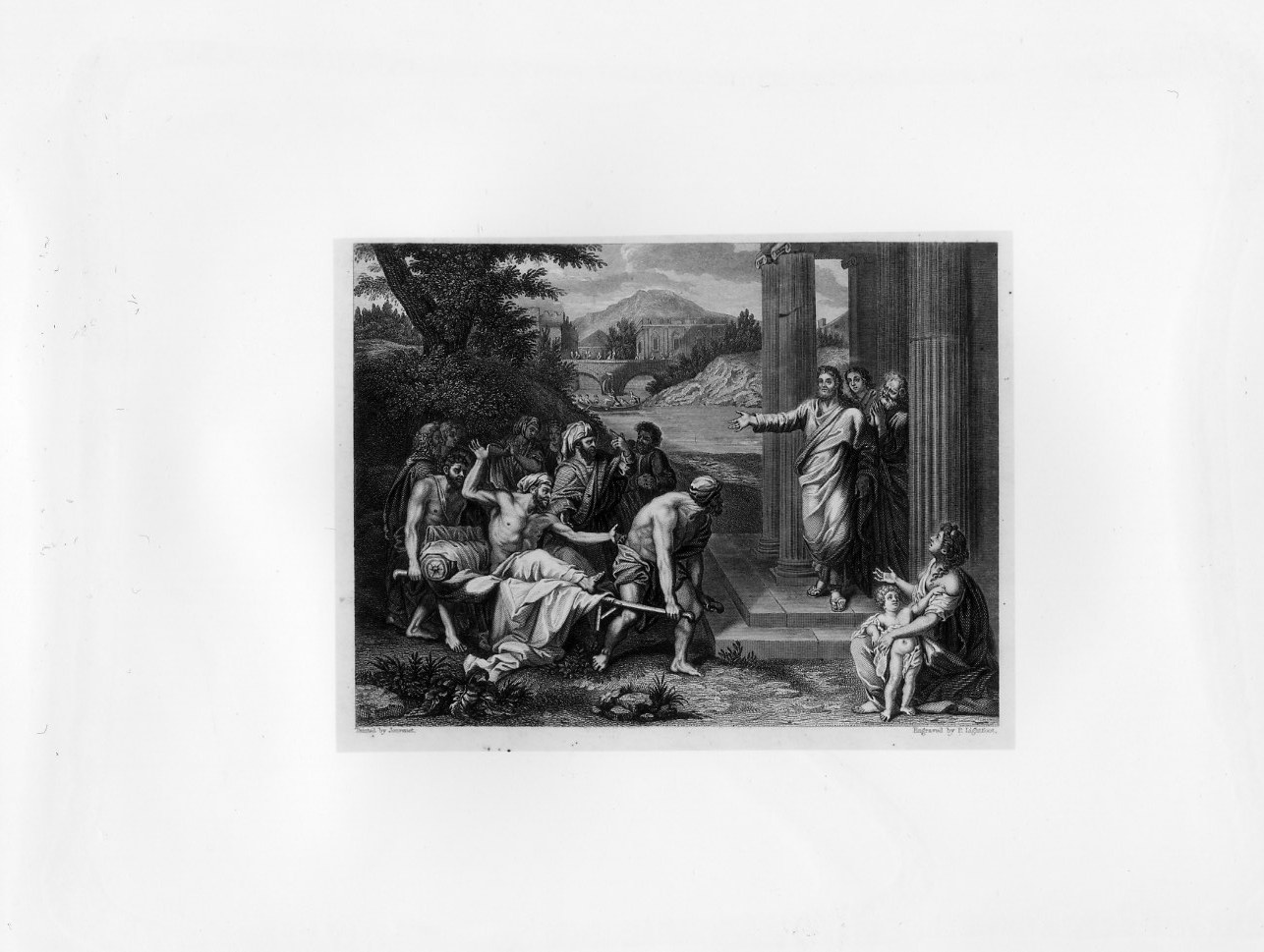 Resurrezione di Lazzaro (stampa smarginata) di Lightfoot Peter, Jouvenet Jean Baptiste (sec. XIX)