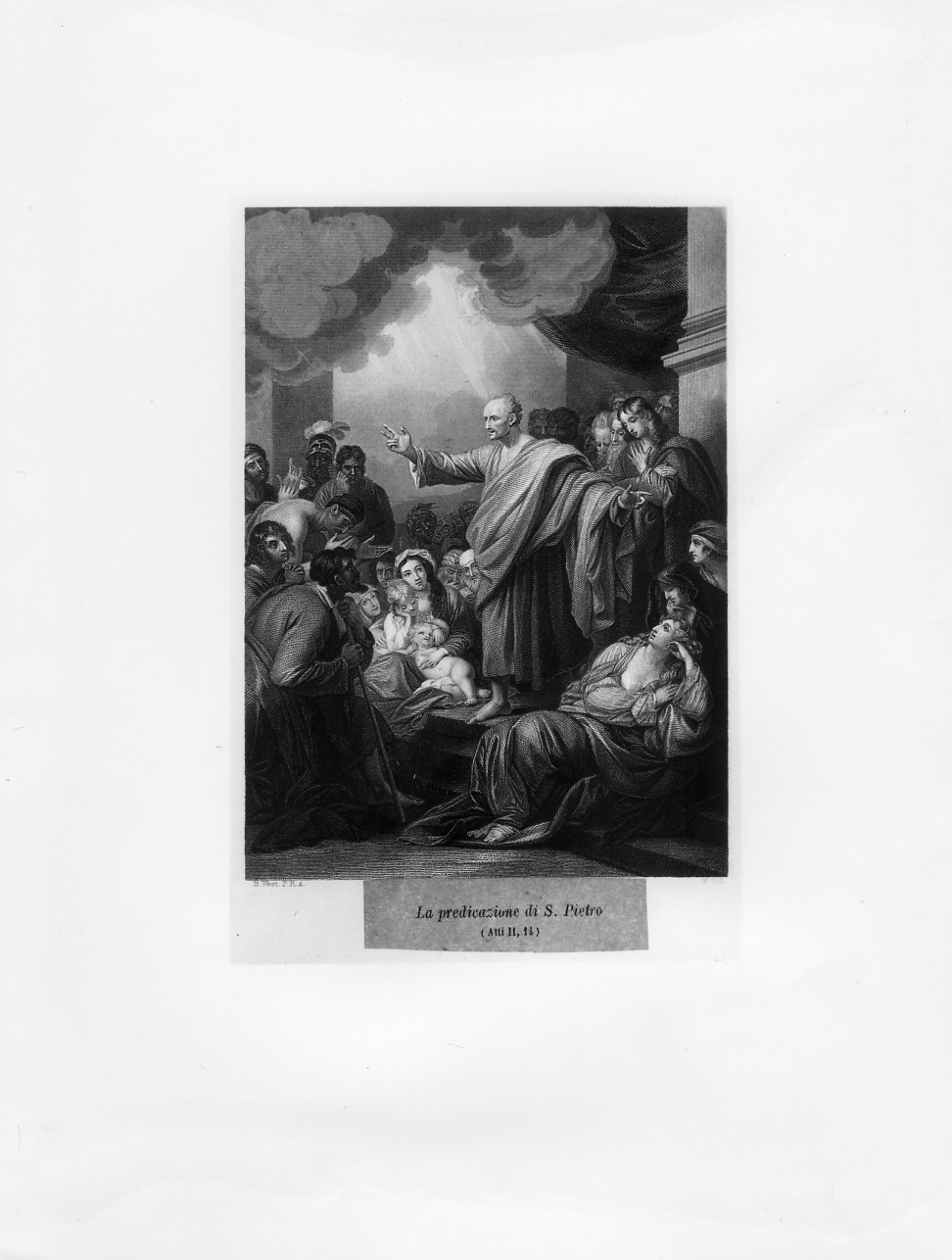 La predicazione di san Pietro (stampa smarginata) di Holl William, West Benjamin (metà sec. XIX)