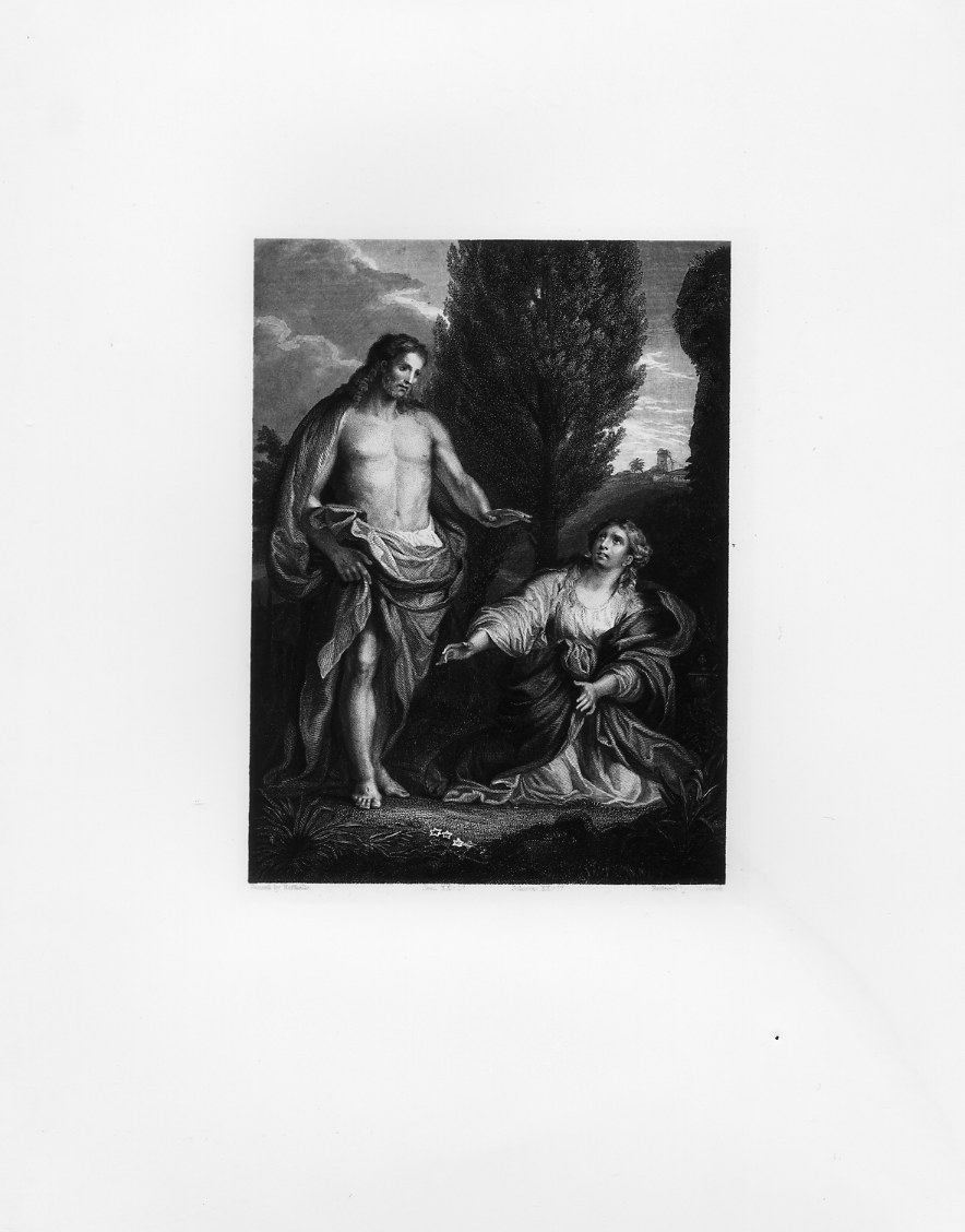 Gesu' e Maria Maddalena (Noli me tangere) (stampa) di Adcock George H (sec. XIX)