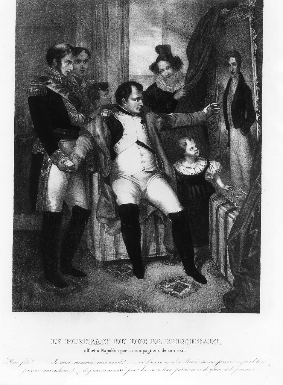 Il ritratto del duca di Reischtadt offerto a Napoleone Bona-parte dai compagni del suo esilio (stampa) - ambito francese (sec. XIX)