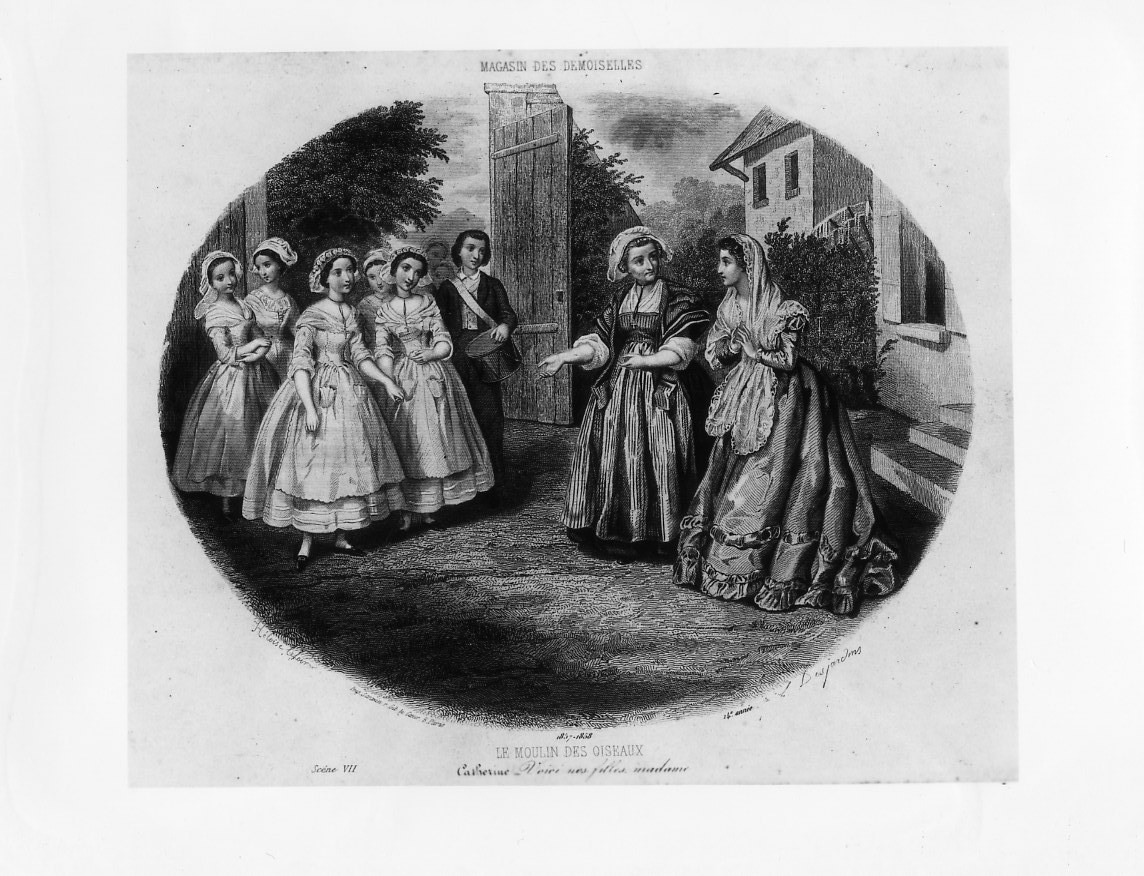 Una donna presenta i suoi figli (stampa smarginata) di Dujardin Joseph Isnard Louis, Leloir Heloise Suzanne (sec. XIX)