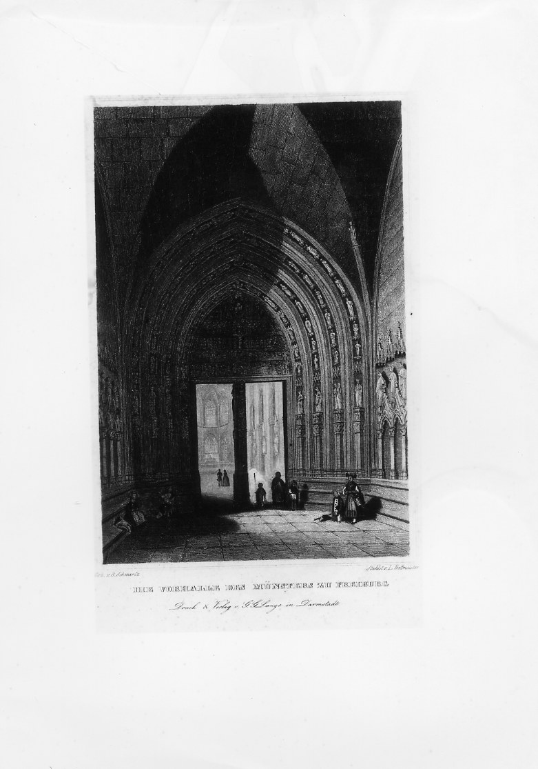 Il vestibolo del duomo di Friburgo (stampa smarginata) di Hoffmeister Louis, Swartz B (metà sec. XIX)