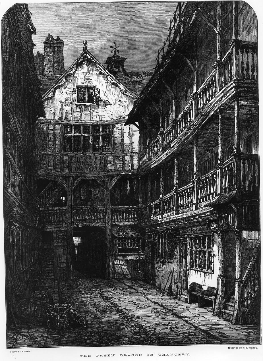 L'ingresso della locanda "Green Dragon" (stampa) di Palmer W. J, Read Samuel (sec. XIX)