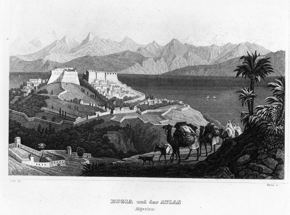 Veduta di Bugia in Algeria (stampa smarginata) di Martini Johann Georg, Reiss C (prima metà sec. XIX)