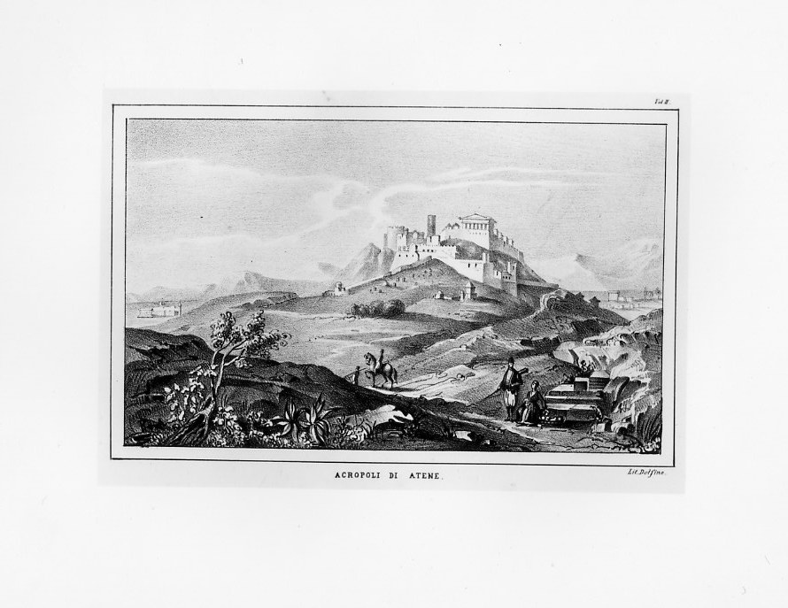 Veduta dell'Acropoli di Atene (stampa) di Dolfino (sec. XIX)
