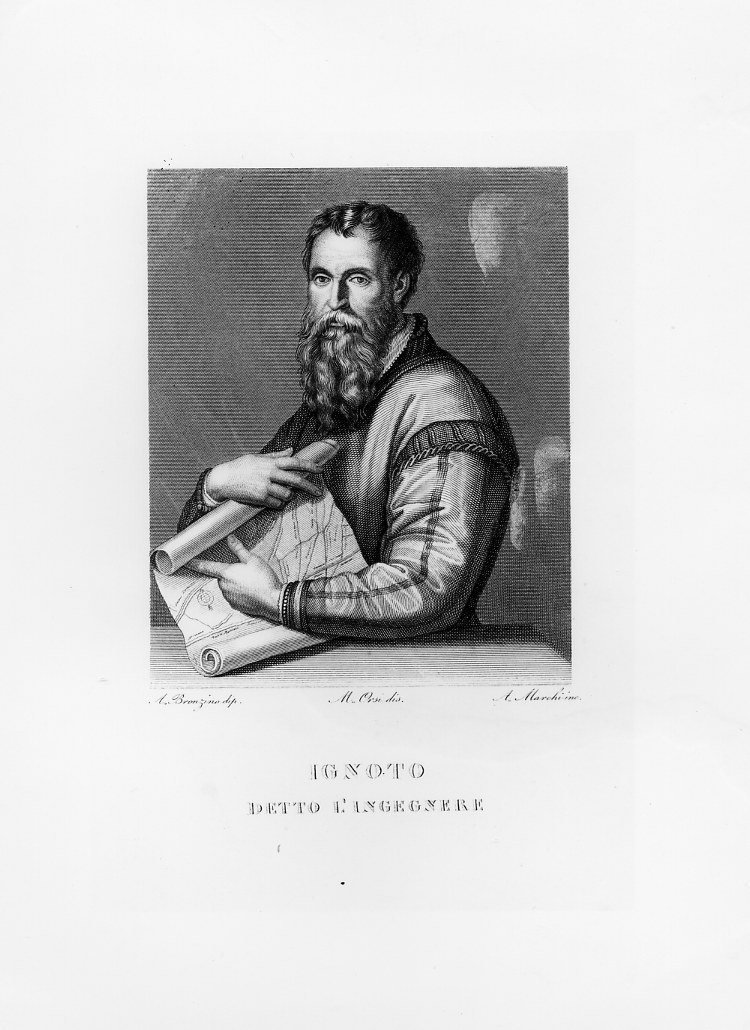 Ritratto virile detto "L'ingegnere" (stampa) di Marchi Antonio, Allori Cristofano detto Bronzino, Orsi M (sec. XIX)