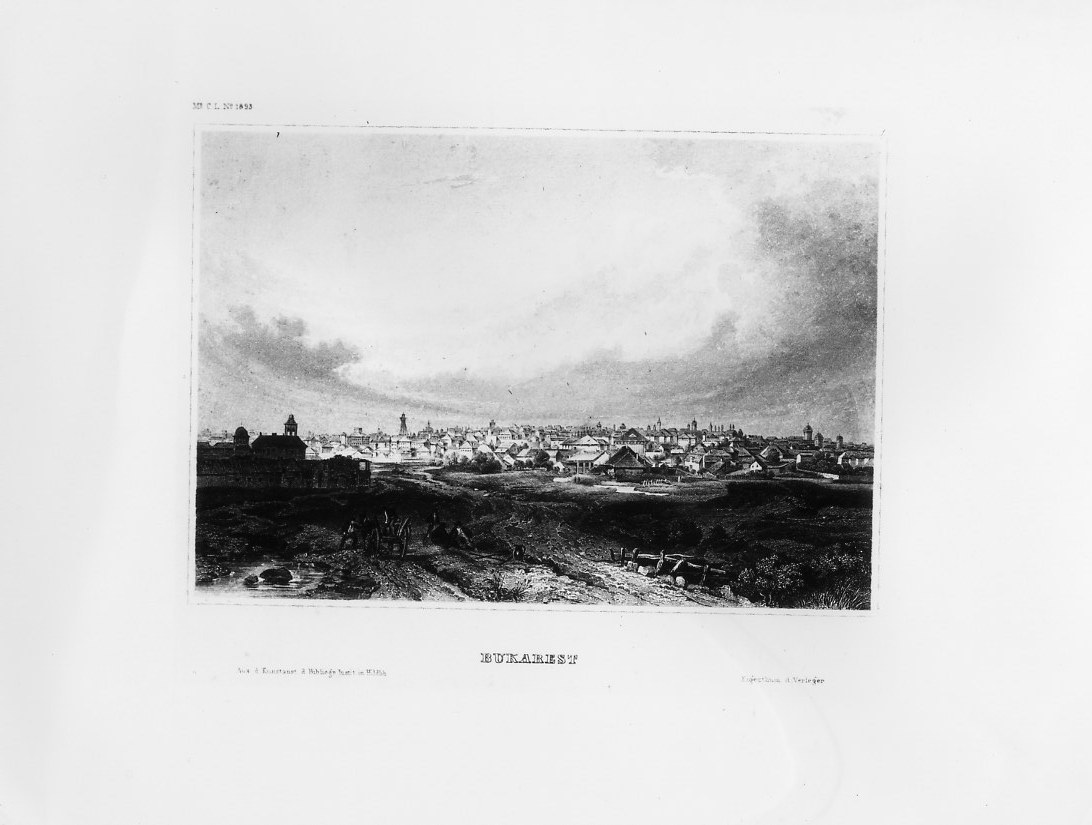 Veduta di Bucarest (stampa smarginata) - ambito tedesco (sec. XIX)