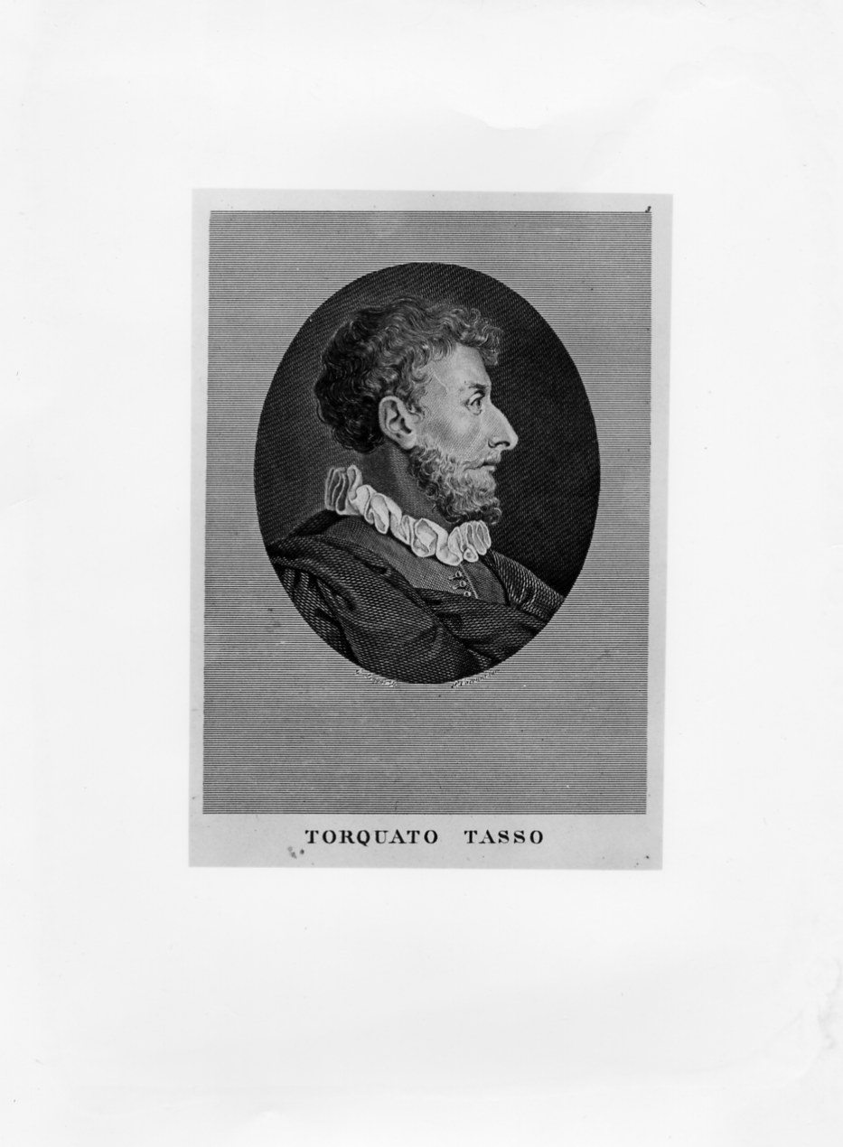 Ritratto di Torquato Tasso (stampa smarginata) di Caronni Paolo, Longhi Giuseppe (primo quarto sec. XIX)