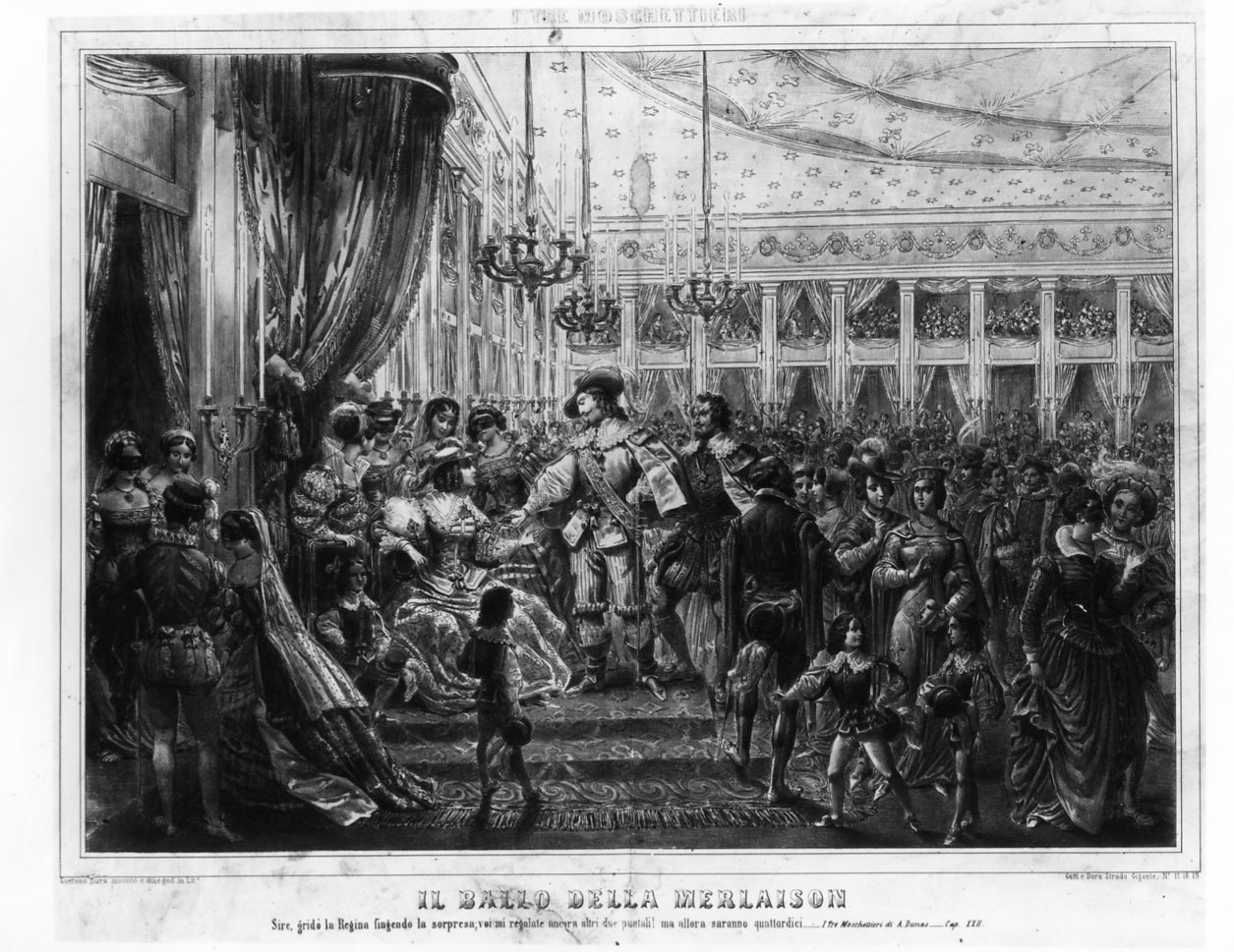 Luigi XIV regala due puntali alla regina di Francia (stampa smarginata) di Dura Gaetano (seconda metà sec. XIX)