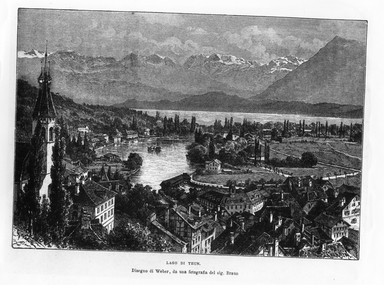 Veduta del lago di Thun (stampa) di Laplante Charles, Weber Theodore (ultimo quarto sec. XIX)