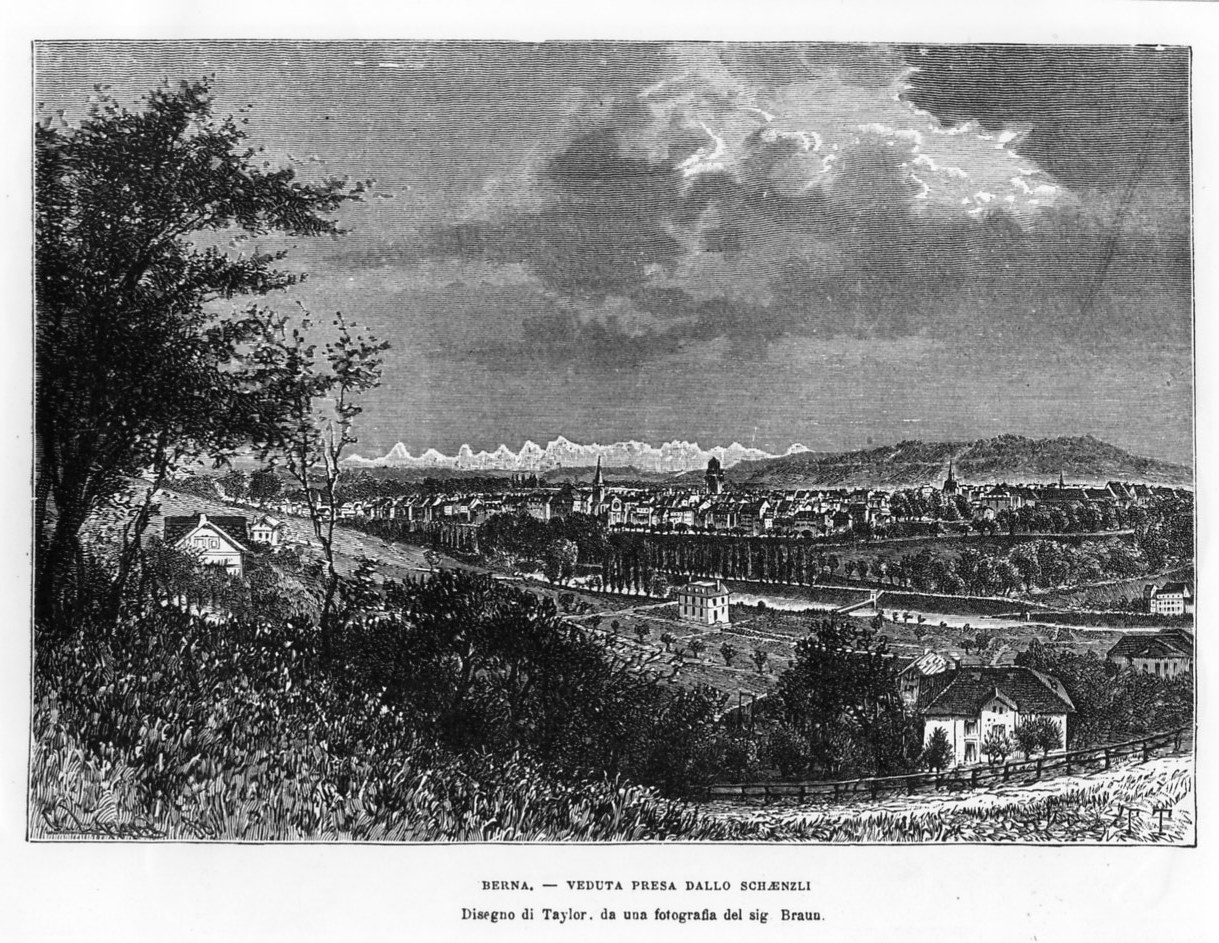 Veduta di Berna dallo Schaenzli (stampa) di Laplante Charles, Taylor Thomas (ultimo quarto sec. XIX)