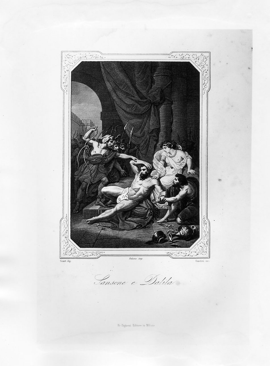 Sansone e Dalila (stampa smarginata) di Gandini Domenico, Court Joseph Désiré (sec. XIX)