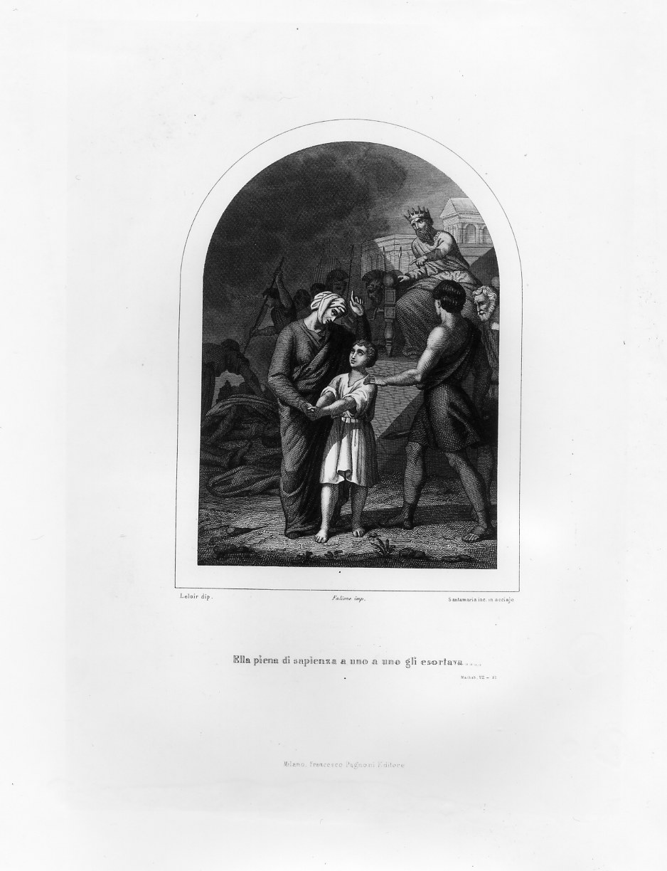Martirio dei sette fratelli Maccabei e della loro madre (stampa smarginata) di Santamaria Carlo, Leloir Louis (sec. XIX)