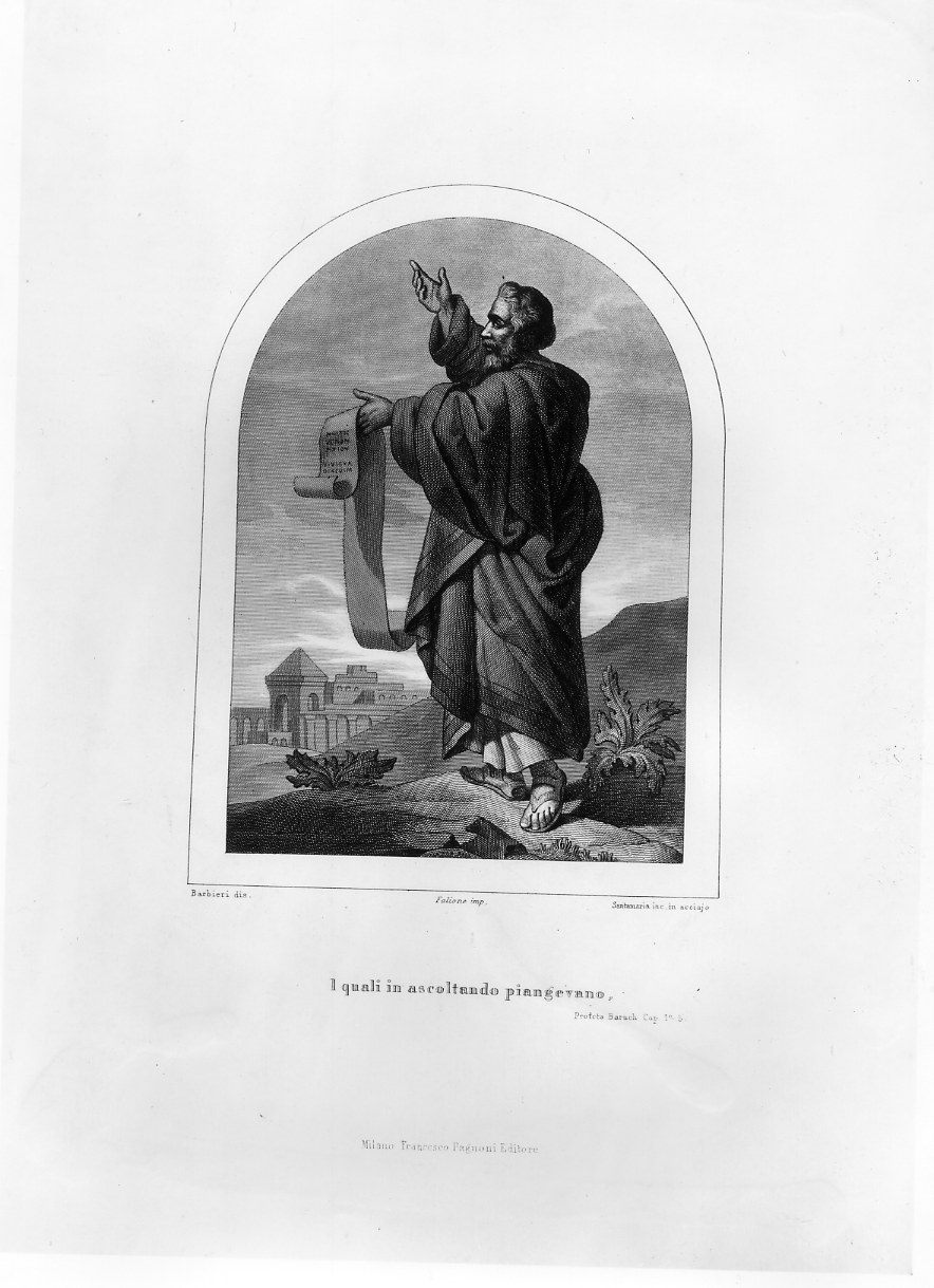 Il profeta Baruch (stampa smarginata) di Santamaria Carlo, Barbieri Carlo (sec. XIX)