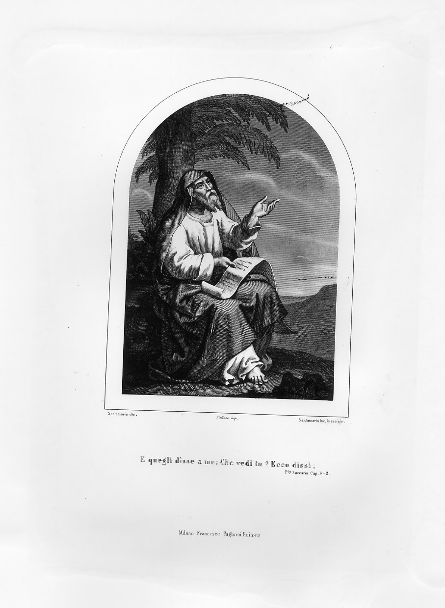 Il profeta Zaccaria (stampa smarginata) di Santamaria Carlo (sec. XIX)