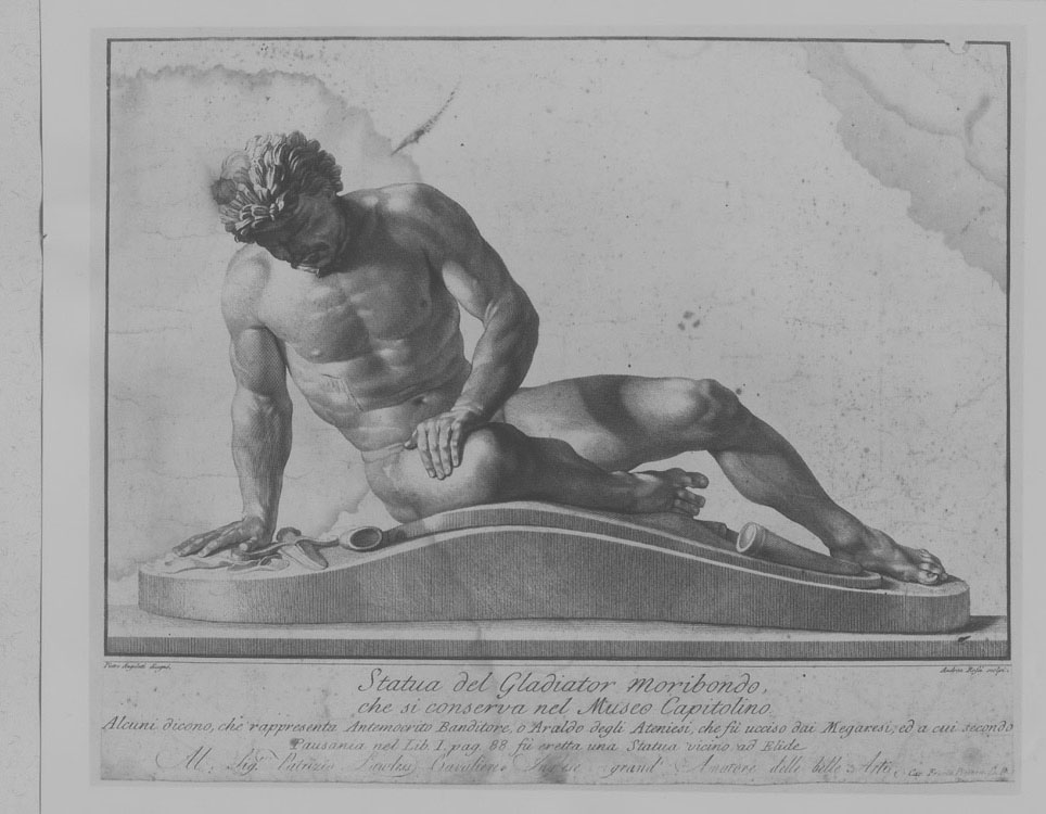 Statua del gladiatore morente (stampa smarginata) di Rossi Andrea, Angeletti Pietro (sec. XVIII)