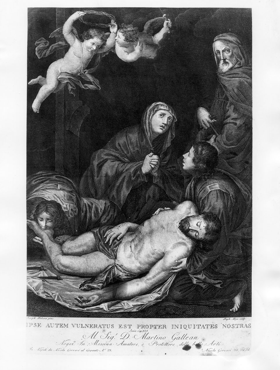Pieta' (stampa smarginata) di Aloja Raffaello, De Ribera Jusepe detto Spagnoletto (fine/inizio secc. XVIII/ XIX)