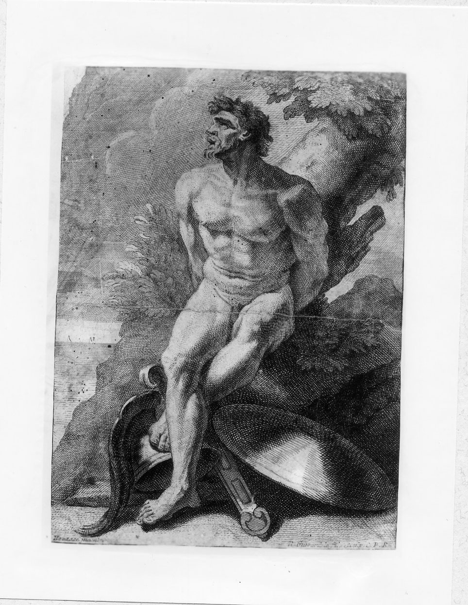 Ercole (stampa smarginata) di Guerard Nicolas, Houasse René Antoine (sec. XVIII)