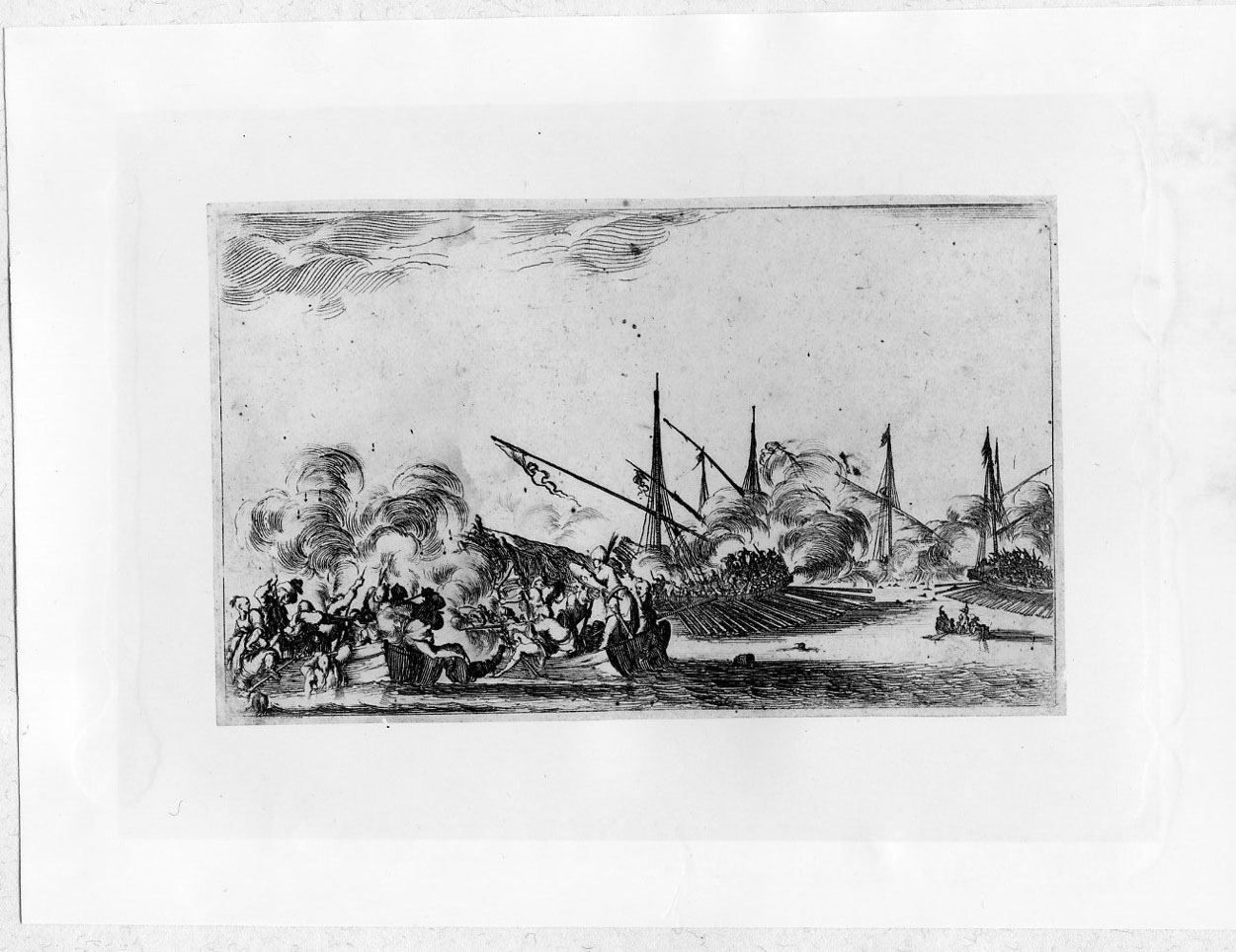 Scena di combattimento navale (stampa smarginata) di Della Bella Stefano (sec. XVII)