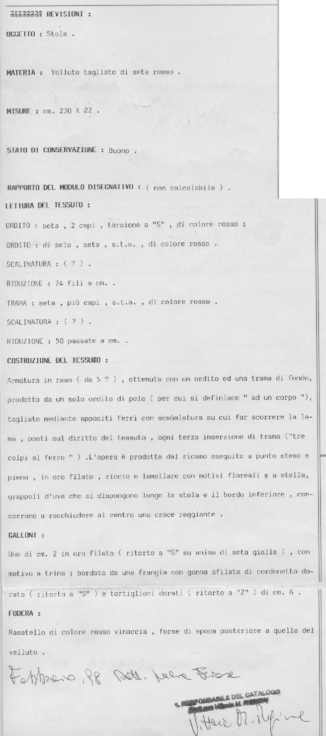 stola - manifattura Italia meridionale (sec. XIX)
