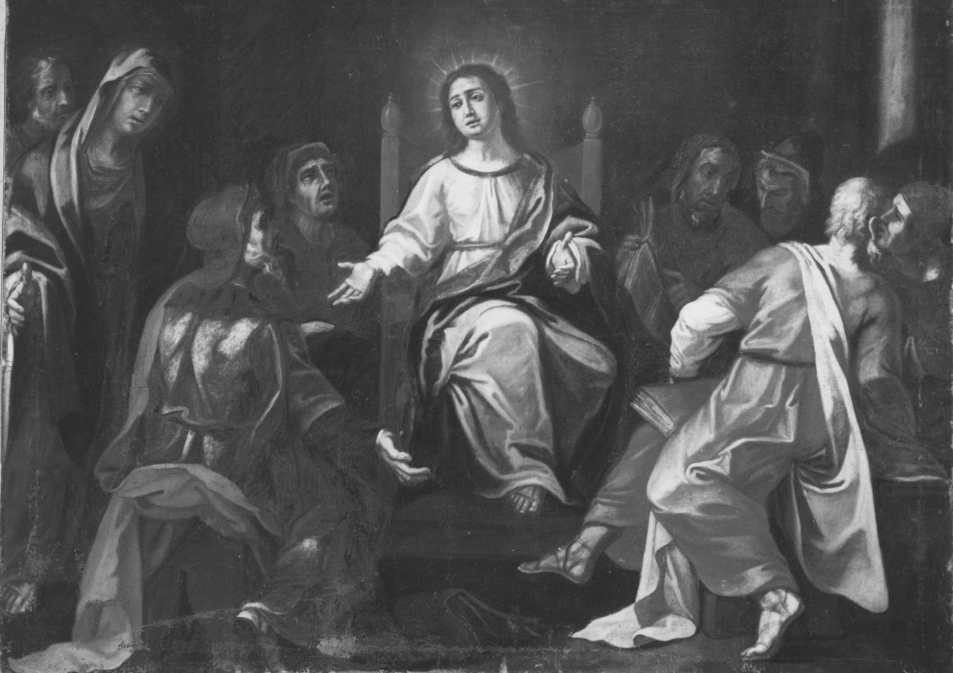 disputa di Gesù con i dottori nel tempio (dipinto) di Conversi Vito Antonio (bottega) (metà sec. XVIII)