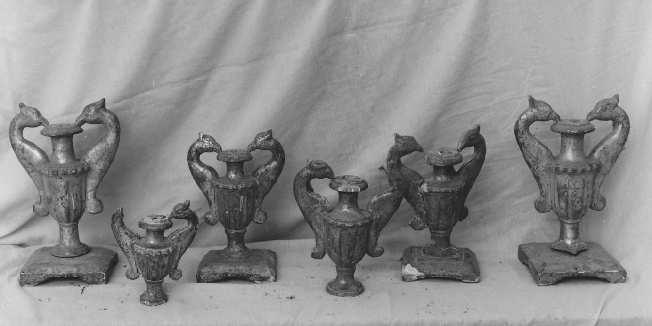 vaso d'altare per composizione floreale, serie - bottega napoletana (metà sec. XIX)