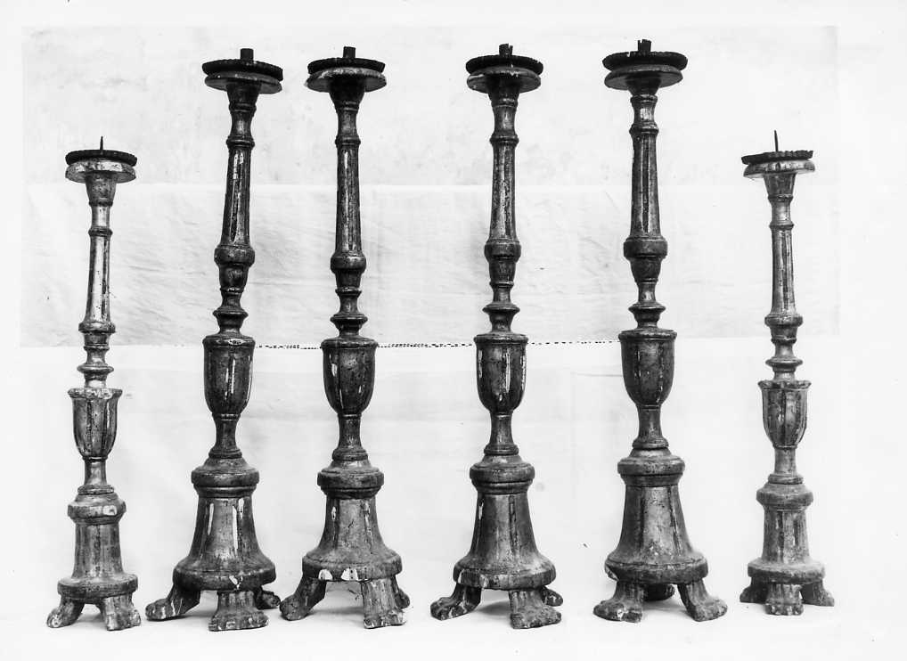 candeliere d'altare, serie - bottega Italia meridionale (sec. XIX)