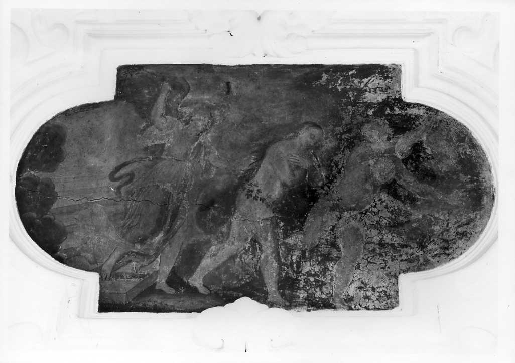 Adamo e Eva scacciati dall'angelo dal paradiso terrestre (dipinto, elemento d'insieme) - ambito Italia meridionale (secc. XVII/ XVIII)
