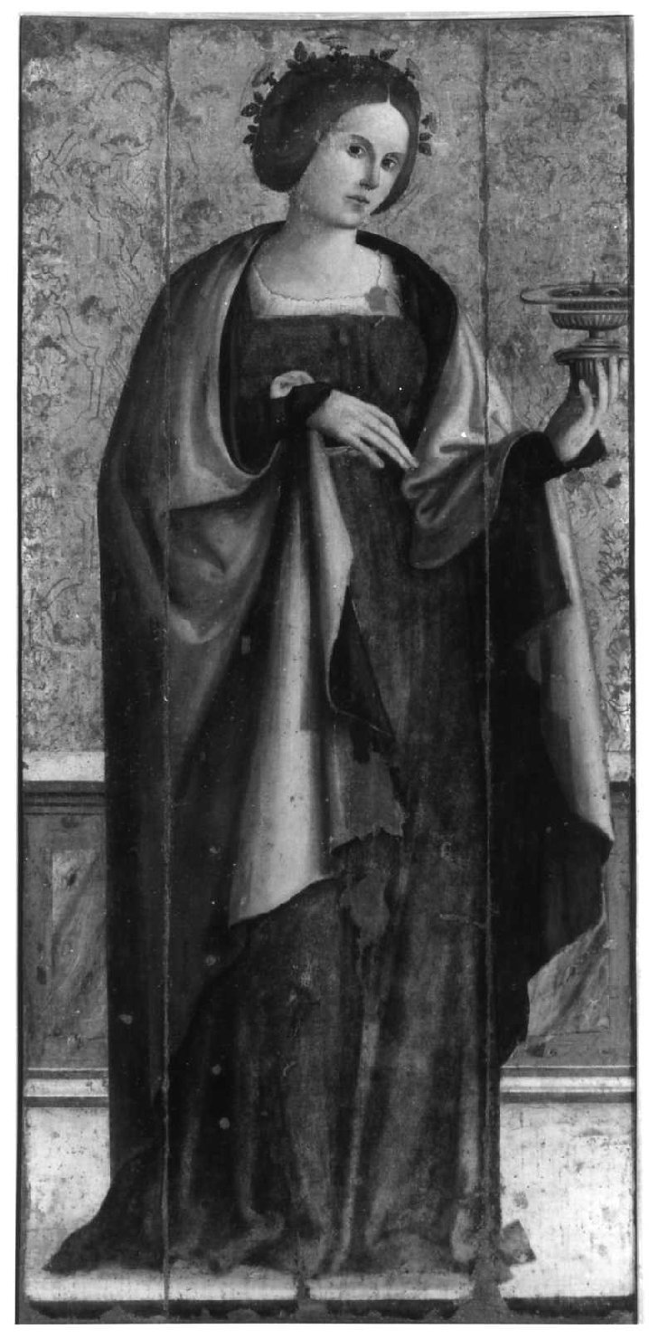 Madonna con Bambino, Santa Lucia, Sant'Agata (polittico) - ambito Italia meridionale (sec. XVI)