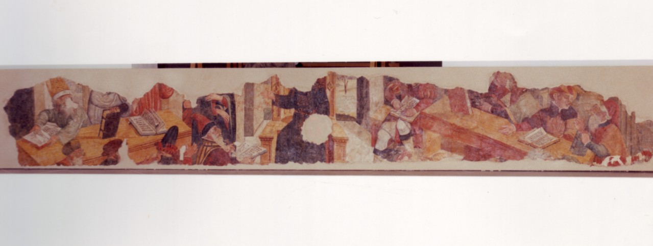 disputa di Gesù con i dottori nel tempio (dipinto, frammento) di Todisco Giovanni (sec. XVI)