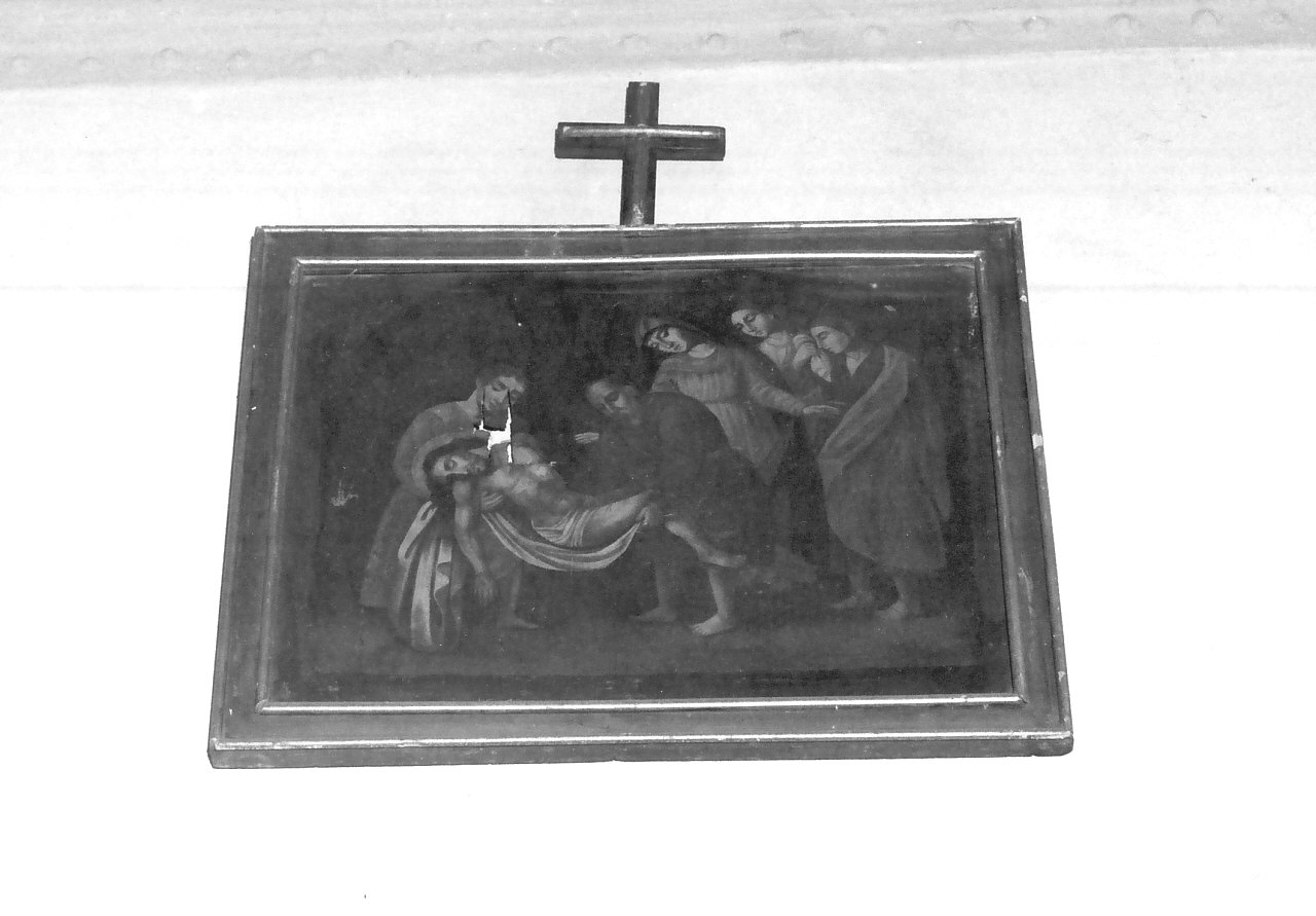 stazione XIV: Gesù deposto nel sepolcro (dipinto, elemento d'insieme) - ambito calabrese (sec. XVIII)