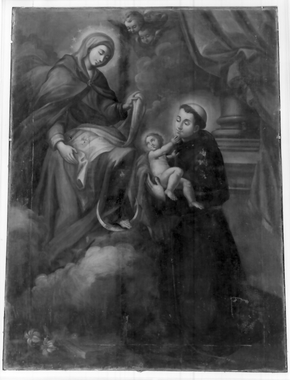 apparizione della Madonna con Bambino a Sant'Antonio da Padova (dipinto, opera isolata) di Spadea Giovanni (sec. XVIII)