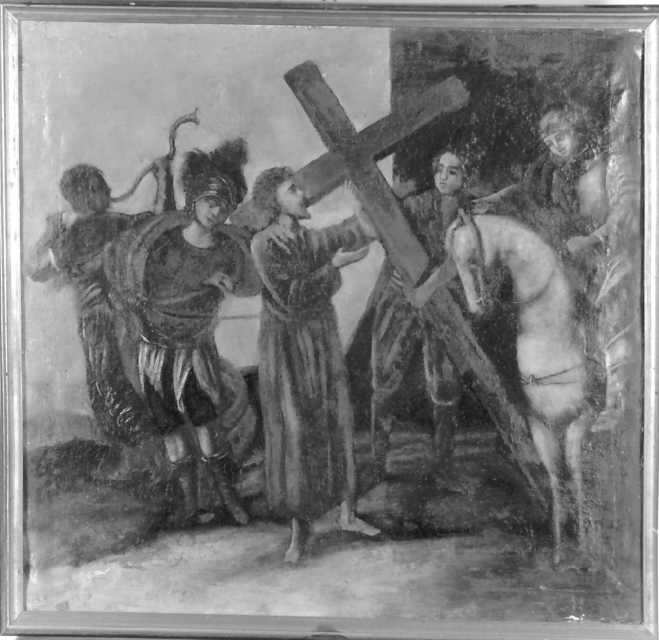 stazione II: Gesù caricato della croce (dipinto, elemento d'insieme) di Basile Domenico, Cortese A (sec. XIX)