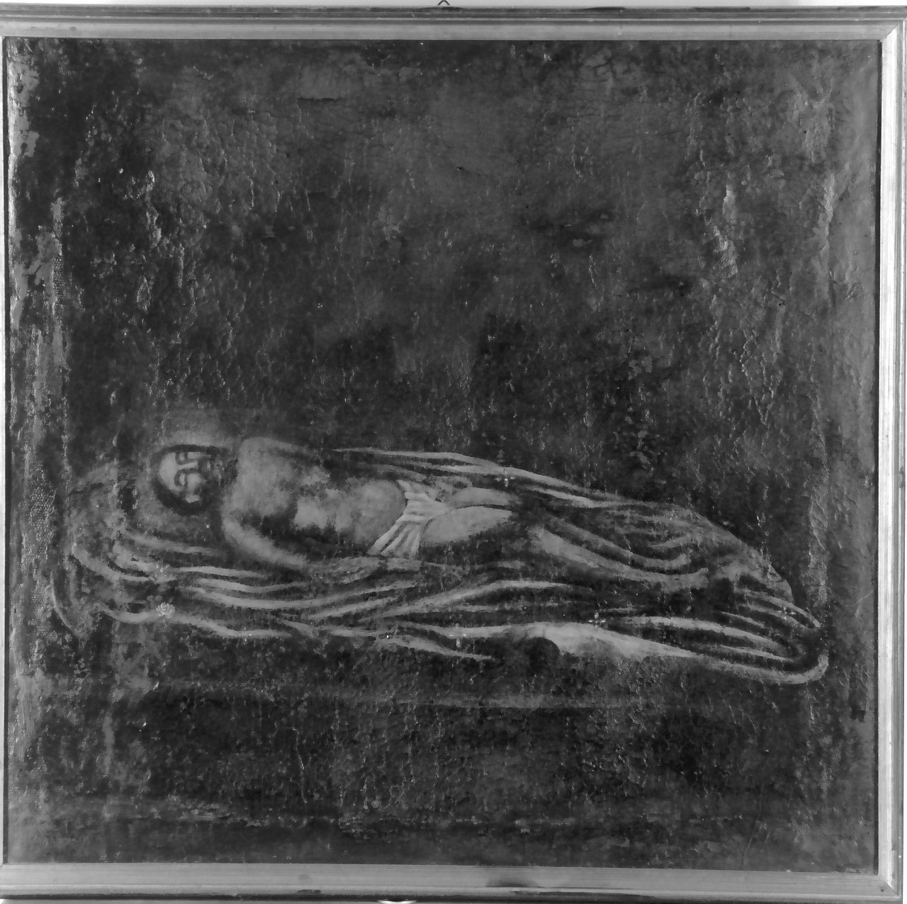 stazione XIV: Gesù deposto nel sepolcro (dipinto, elemento d'insieme) di Basile Domenico, Cortese A (sec. XIX)