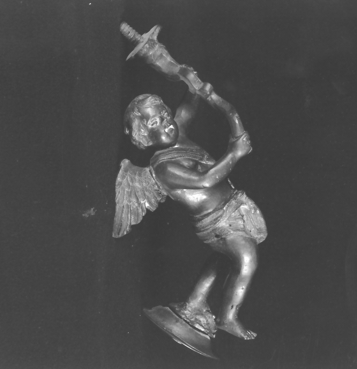 angelo reggicandelabro (candelabro, serie) - bottega Italia meridionale (sec. XIX)