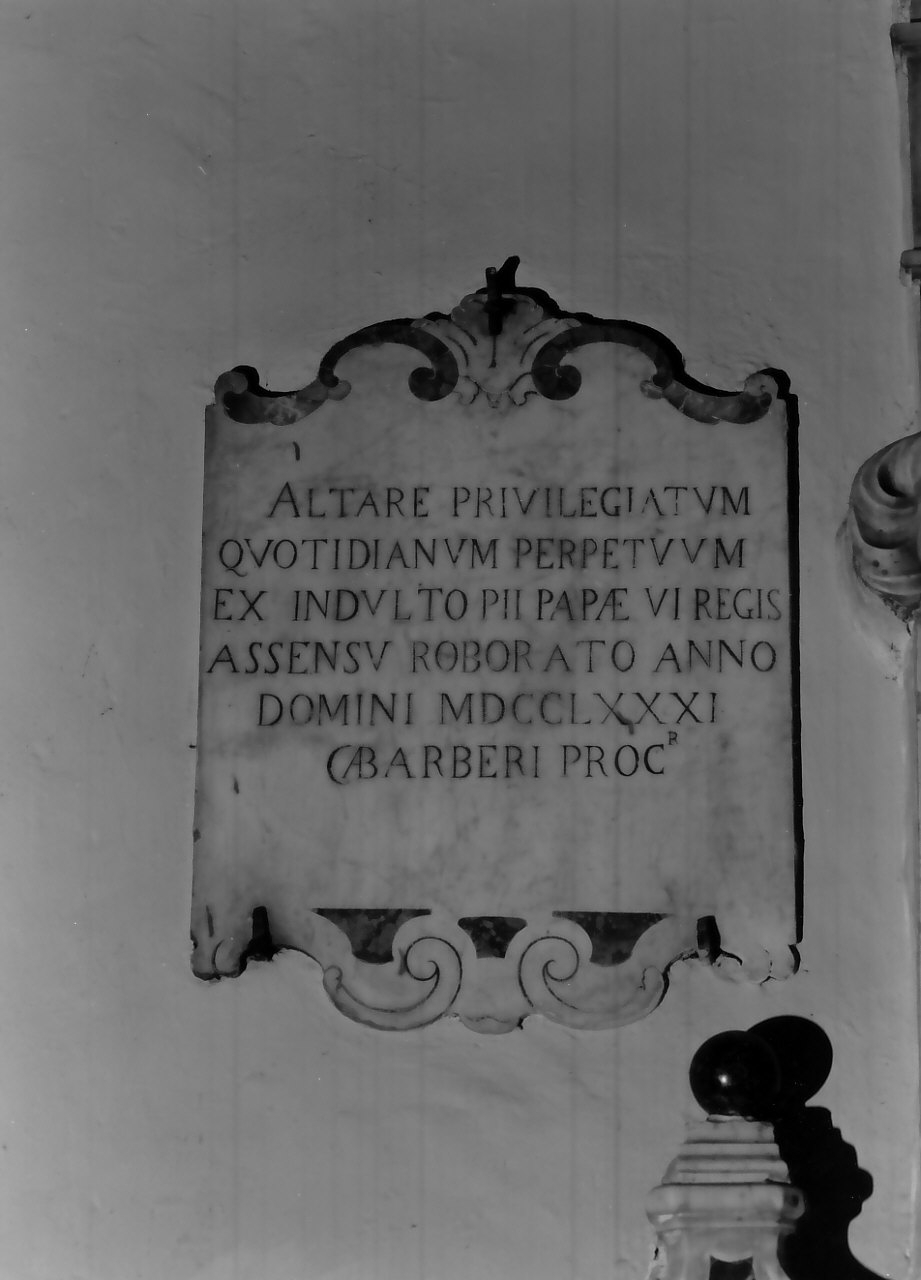 lapide celebrativa - bottega calabrese (sec. XVIII)