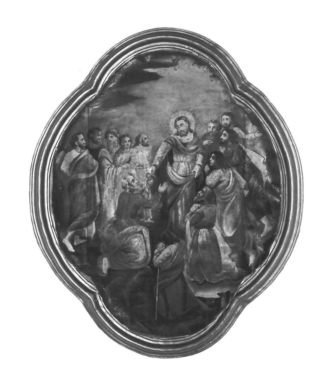 Cristo consegna le chiavi a San Pietro (dipinto, elemento d'insieme) - ambito calabrese (prima metà sec. XIX)